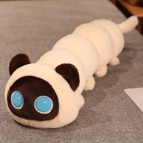 Cute Different-Pupil Cat Plush – 50–130cm Fluffy Caterpillar Design Stuffed Toy for Kids’ Birthday & Xmas Gifts