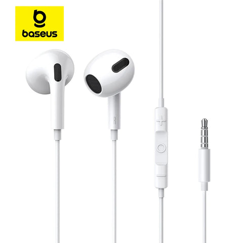 Baseus Wired In-Ear Earphones with Microphone for Xiaomi & Samsung - 3.5mm, 1.1m Cable, Sport Control