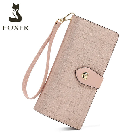 FOXER Split Leather Women's Long Clutch Wallet - 2025 Fashion Lightweight Card Bag