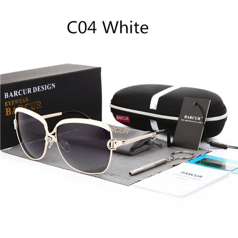 BARCUR ronde gepolariseerde zonnebril met gradiëntlens UV400 luxe zonnebrillen voor dames