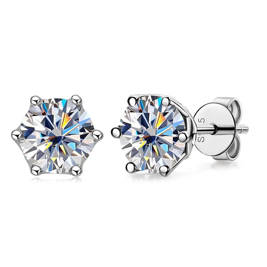 IOGOU Modern Real 1 Carat Black Moissanite Stud Earrings