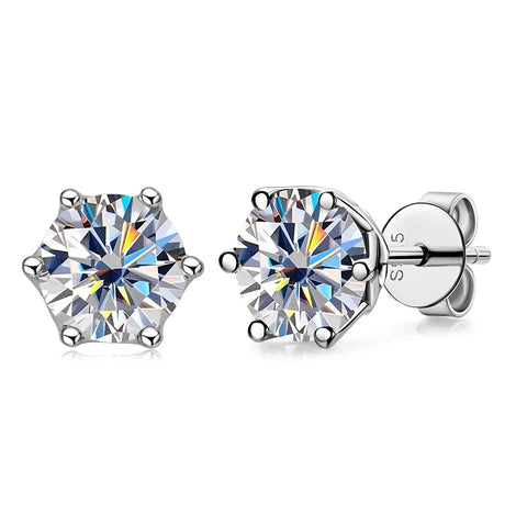IOGOU Modern Real 1 Carat Black Moissanite Stud Earrings