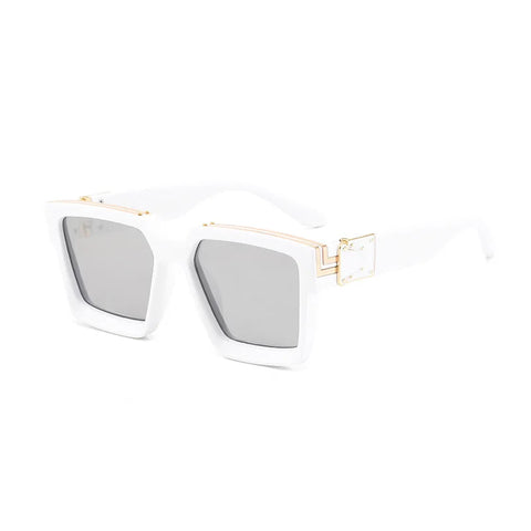 SHAUNA Retro Square Sunglasses – Candy-Color Silver Mirror UV400 Unisex Summer Shades