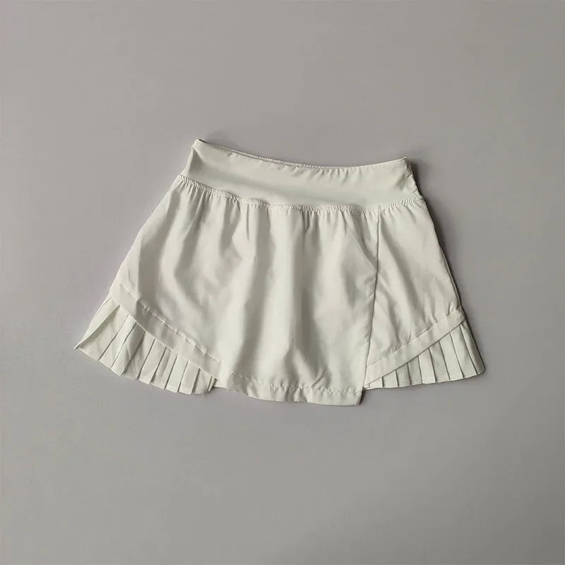 High-Waist Quick-Dry Pleated Sports Skirt – Summer Skort with Lined Shorts for Yoga & Fitness