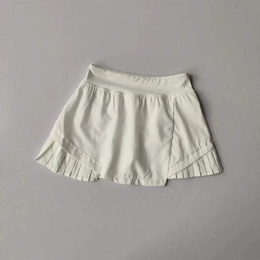 Snel drogende geplooide sportrok met hoge taille – Zomerskort met gevoerde shorts voor yoga en fitness