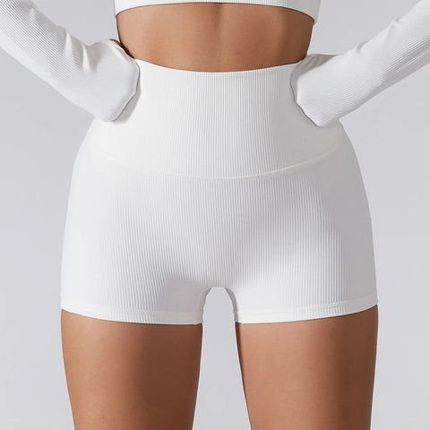 SOISOU Ribstof Yoga Shorts met Hoge Taille voor Dames