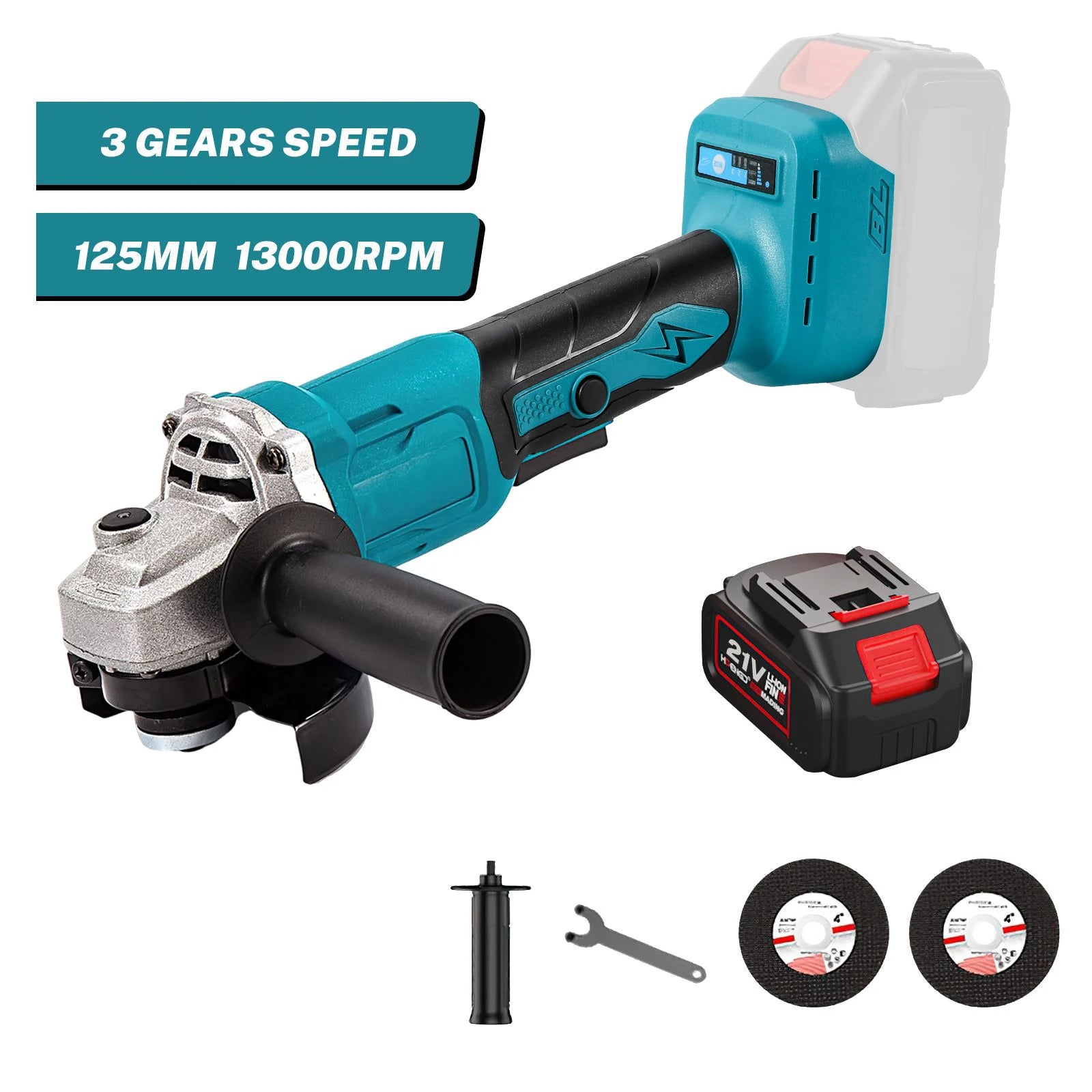 1000w 125mm bürstenloser elektrischer Winkels chl eifer 3-Gang-Schleifmaschine Holz bearbeitungs werkzeug für Makita 18V Batterie