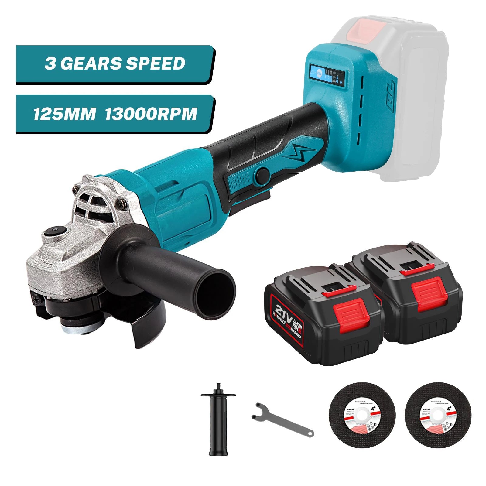 1000w 125mm bürstenloser elektrischer Winkels chl eifer 3-Gang-Schleifmaschine Holz bearbeitungs werkzeug für Makita 18V Batterie