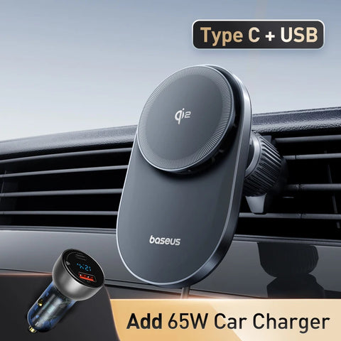 Baseus Magnetic Wireless Car Charger - 15W Fast Charging for iPhone 16/15/14 & Samsung/Xiaomi with Cooling Fan
