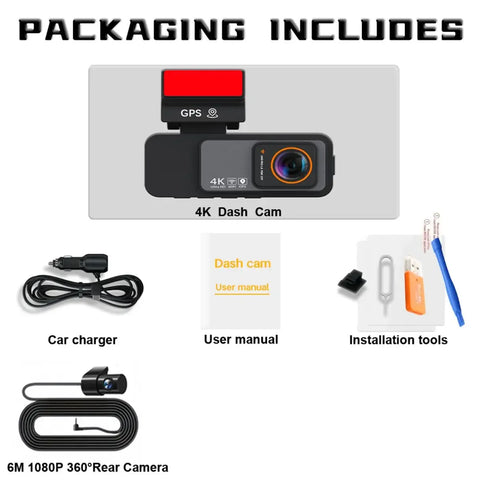 Aprilboy 3.2" 4K Dash Cam met dubbele lens en nachtzicht