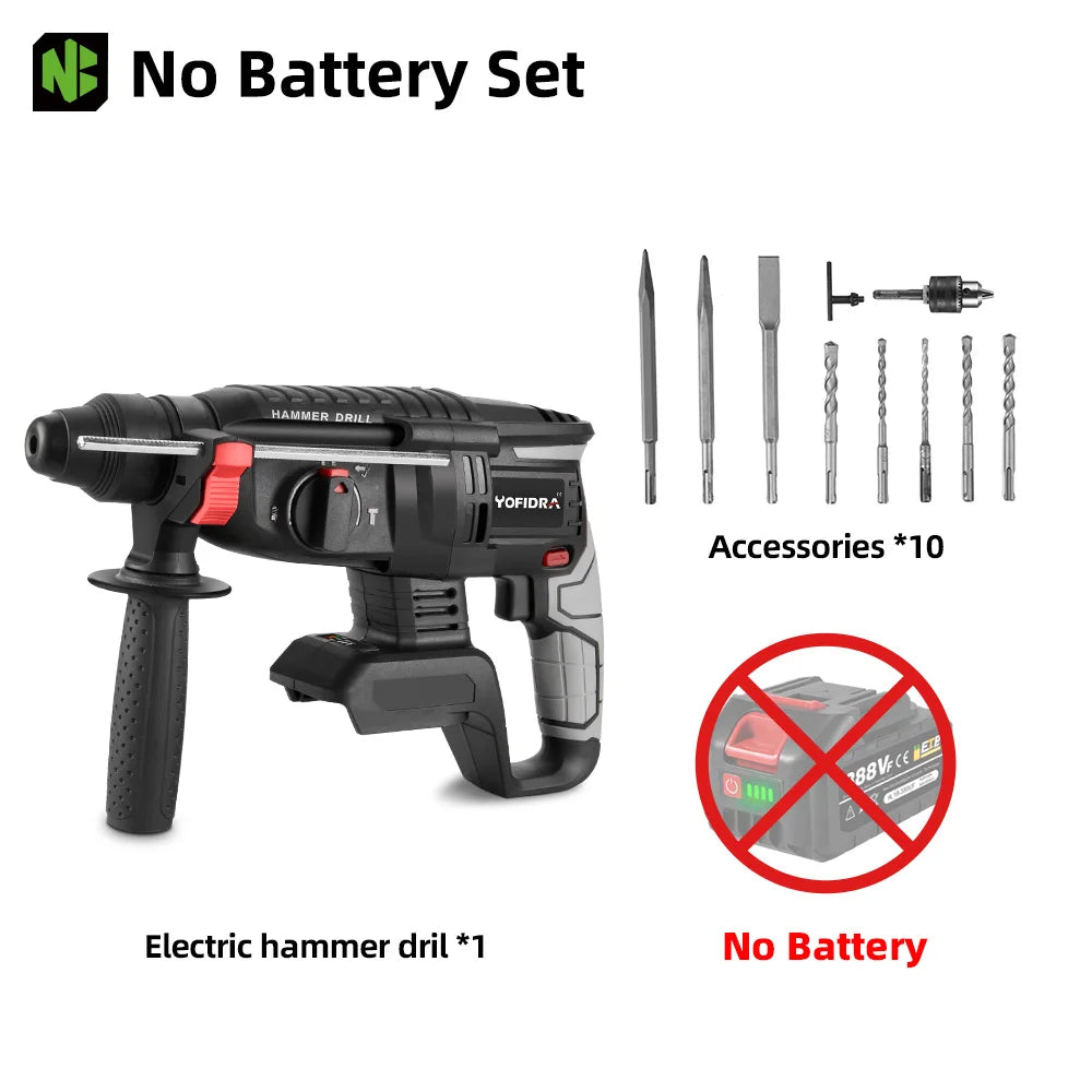 1680W 26mm Brushless Cordless Rotary Hammer – Multi-Function Impact Drill for Makita Battery Pin