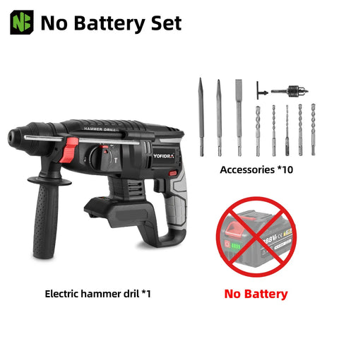 1680W 26mm borstelloze snoerloze boorhamer - Multifunctionele slagboormachine voor Makita accu-pin