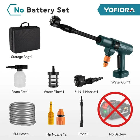 YOFIDRA 200Bar borstelloze elektrische hogedrukreiniger - 3500W 6-in-1 autoreinigings- en tuingereedschap voor Makita-accu