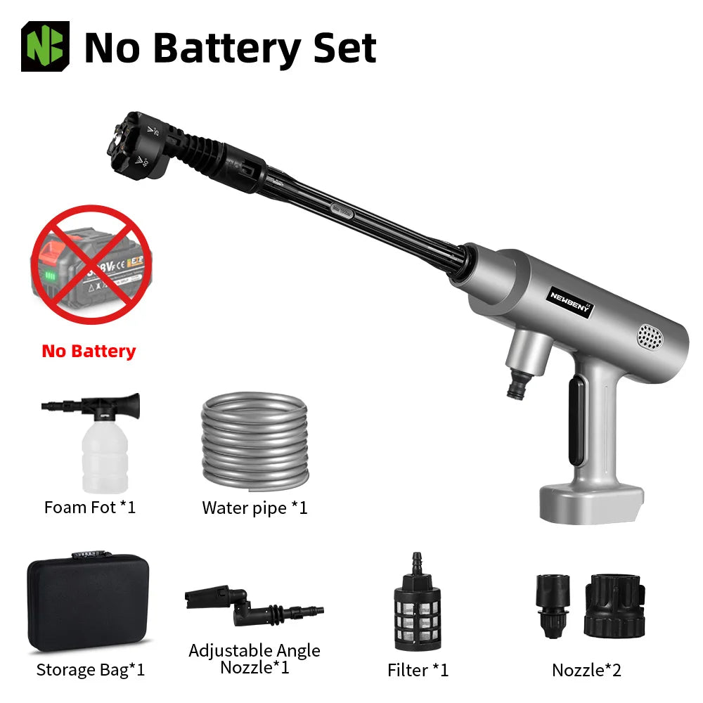 NEWBENY 3500W Brushless Cordless Pressure Washer – 6-in-1 Car Cleaning Water Gun for Makita Battery Pin