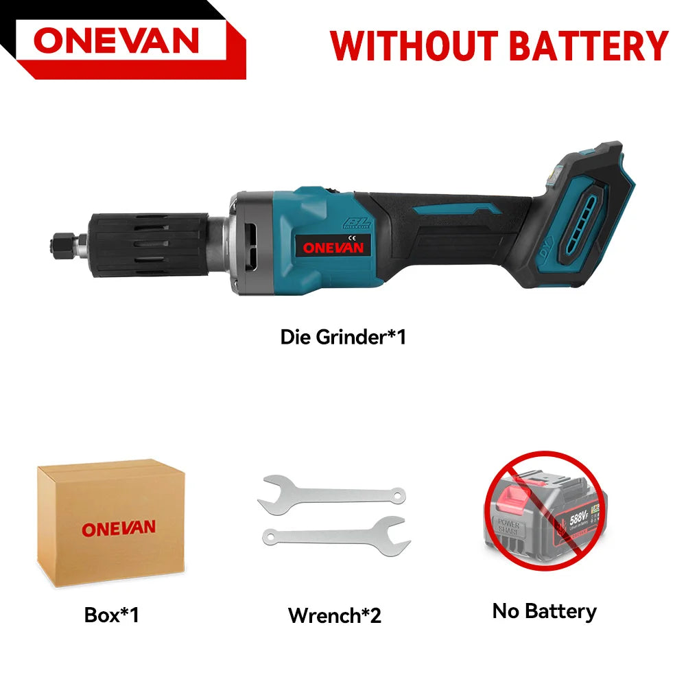 ONEVAN 2000W Brushless Cordless Die Grinder – 4-Speed Variable Handheld Rotary Tool for Makita Batteries