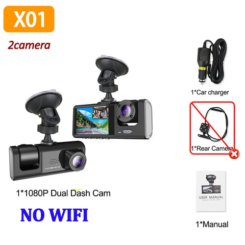 WIFI APP-bediening 3-kanaals 1080P dashcam