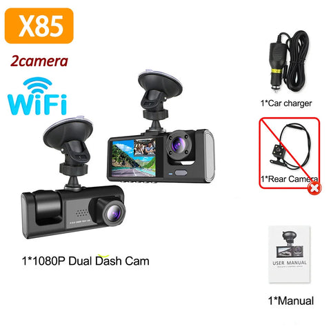 WIFI APP-bediening 3-kanaals 1080P dashcam