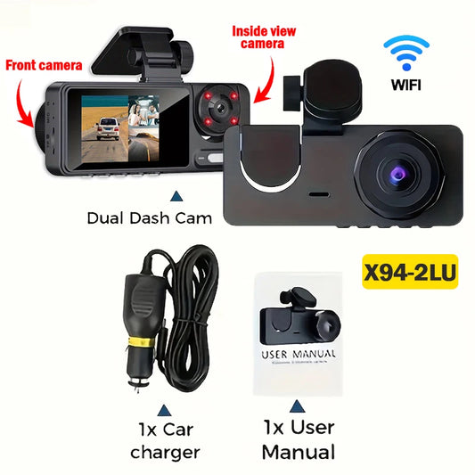 Drievoudige lens WiFi Dashcam: 1080P HD voertuigbeveiligingscamera