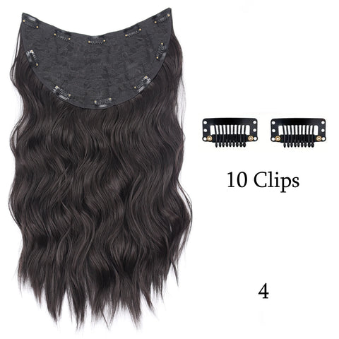 Synthetic U-Shaped 10 Clip In Hair Extension 22 Inch Wavy Black Blonde