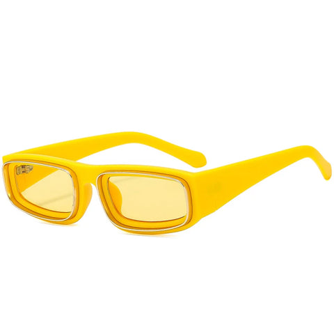 SHAUNA Fashion Rechthoekige Zonnebril – Vintage Geel &amp; Oranje UV400 Unisex Zonnebrillen