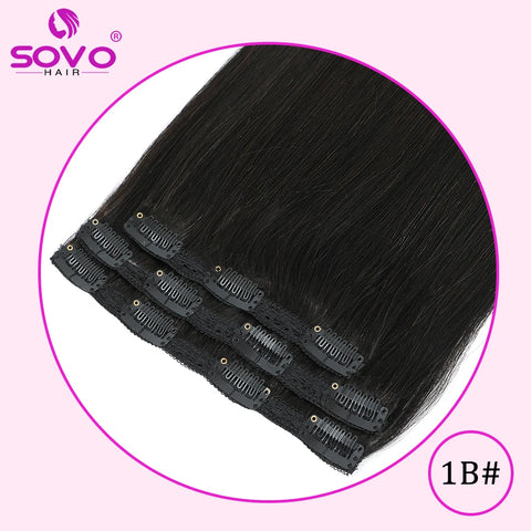Clip In Hair Extensions 100% Human Hair - Jet Black