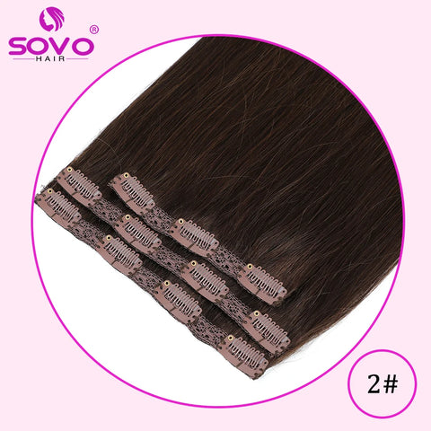 Clip In Hair Extensions 100% Human Hair - Jet Black