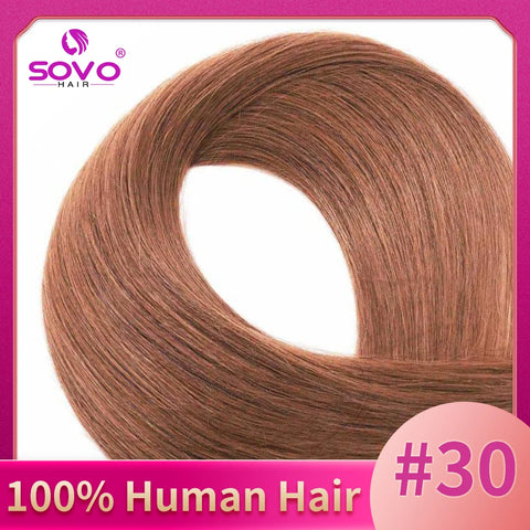 Clip-In Hair Extensions 100% Real Human Remy Hair 7pcs/Set Dark Brown #2