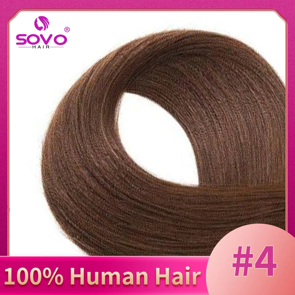 Clip In Human Hair Extensions - Light Brown Honey Ombre