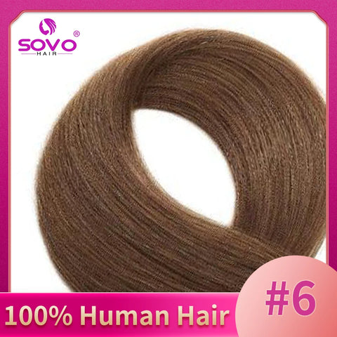 Clip-In Hair Extensions 100% Real Human Remy Hair 7pcs/Set Dark Brown #2
