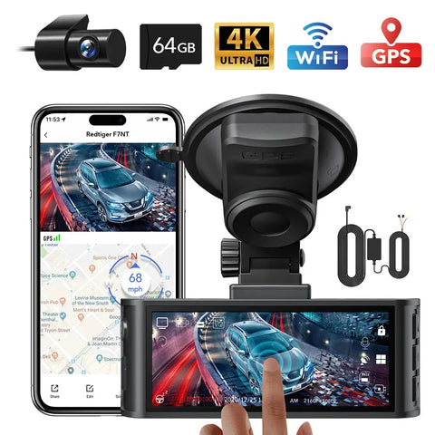 REDTIGER 4K Dual Dash Camera met wifi en gps