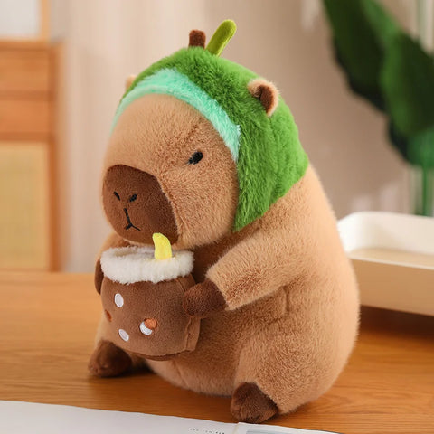 Lotus Leaf Capybara Plush Toy – Oyster, Bee & Cosplay Animal Designs with Backpack Accessories