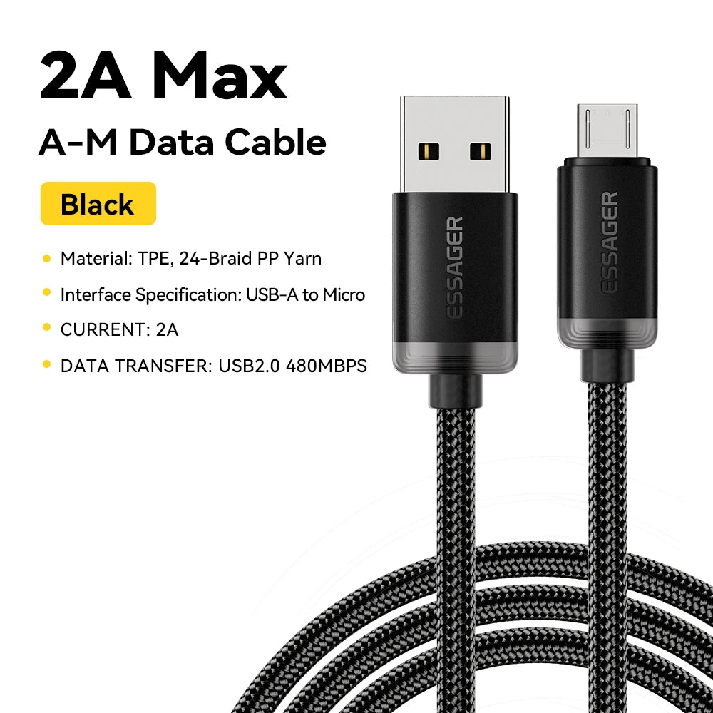 Essager Micro USB Cable 3M - 2A Fast Charging for Xiaomi, Realme, Redmi, Samsung, Huawei Mobile Phones