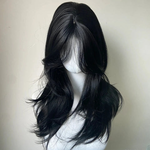 Ashley Dark Purple Wig - 22 Inch Long Hair with Bangs