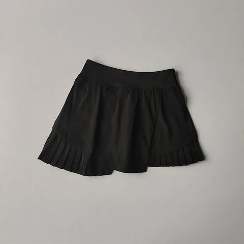 Snel drogende geplooide sportrok met hoge taille – Zomerskort met gevoerde shorts voor yoga en fitness