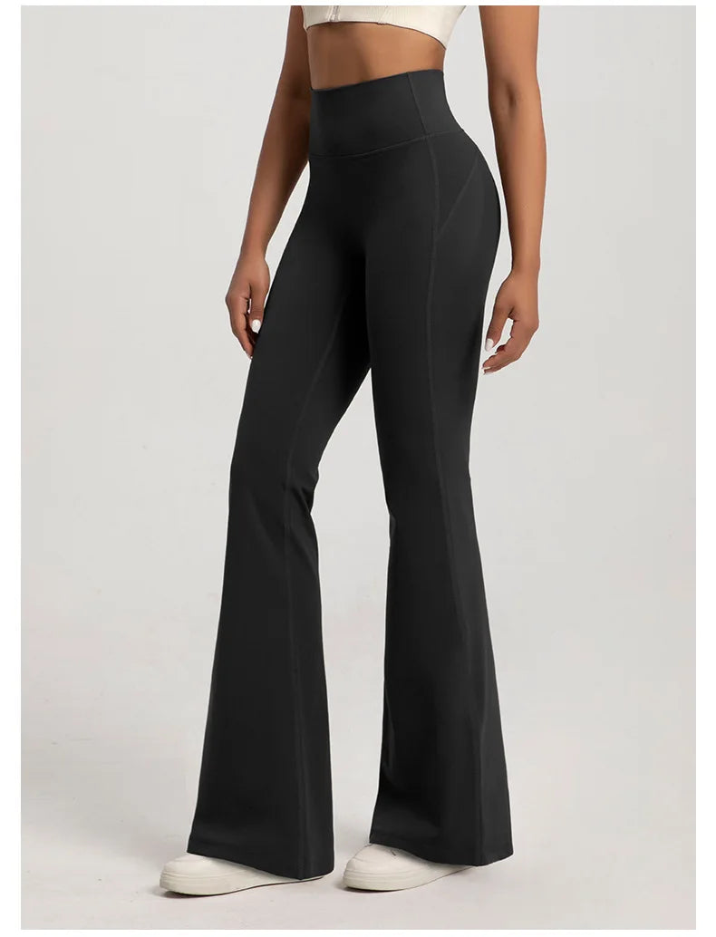 Naked High-Waist Bell-Bottom Pants – Waist-Cinching Hip-Lift Yoga & Fitness Wear for Women