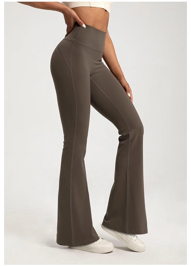 Naked High-Waist Bell-Bottom Pants – Waist-Cinching Hip-Lift Yoga & Fitness Wear for Women