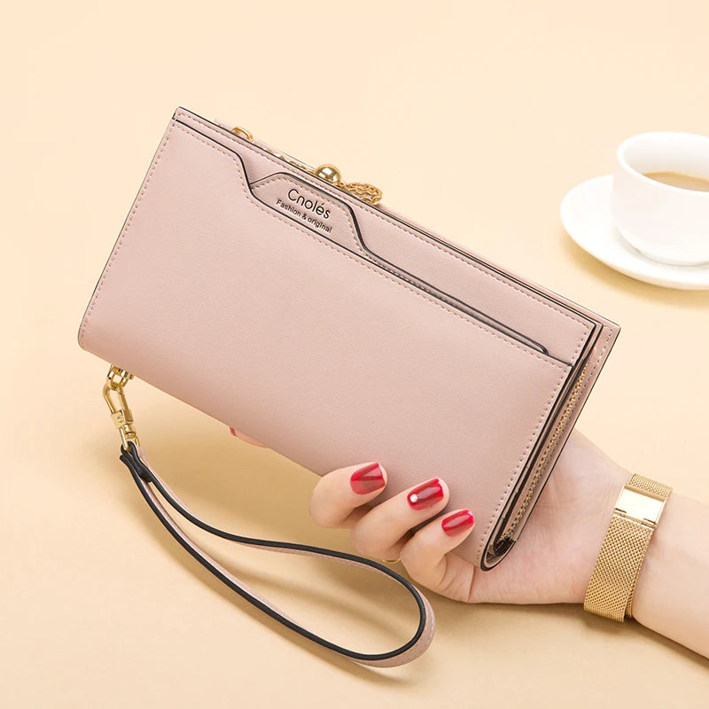 Cnoles Lange Envelop Portemonnee - Elegante Zachte Leren Clutch voor Dames
