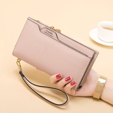 Cnoles Lange Envelop Portemonnee - Elegante Zachte Leren Clutch voor Dames