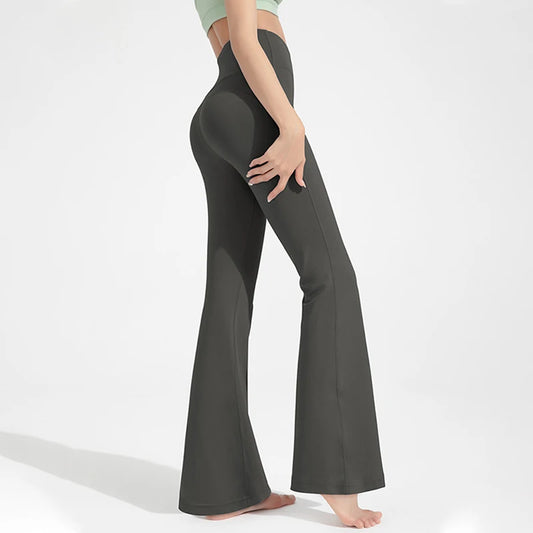 Naked High-Waist Bell-Bottom Pants – Waist-Cinching Hip-Lift Yoga & Fitness Wear for Women