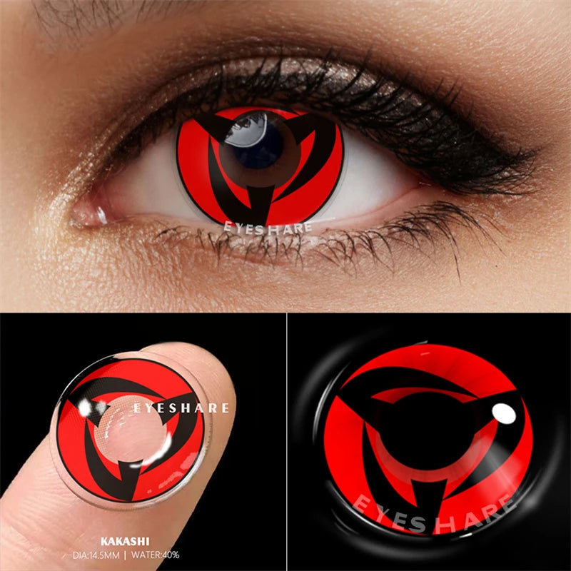 EYESHARE Red Anime Cosplay Contact Lenses