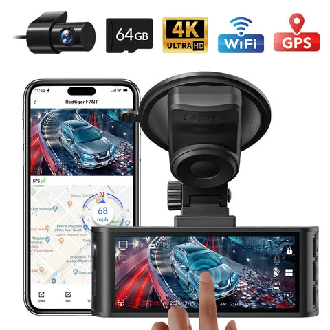 REDTIGER 4K Dual Dash Camera met wifi en gps