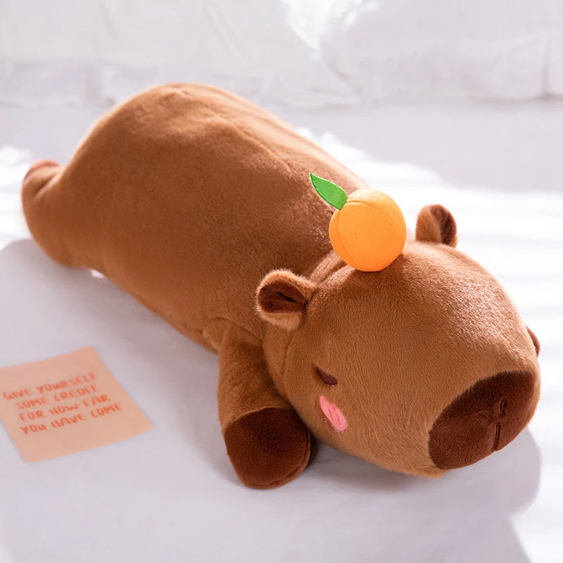 Giant Capybara Plush Toy – Stuffed with Angel Wings & Heart Cheeks, Hug Pillow for Napping & Décor