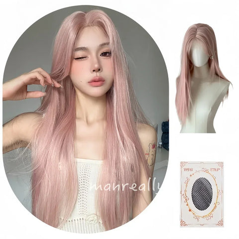 Pink Wavy Cosplay Wig for Women