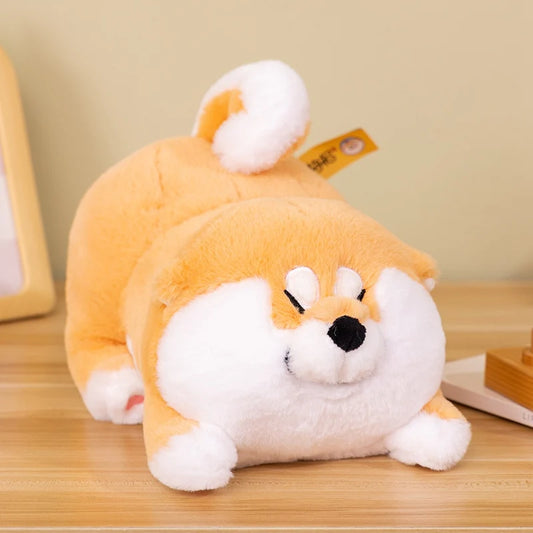 Adorable Shiba Inu Plush Toy – Lying Puppy Hug Pillow & Bed Cushion for Kids’ Gifts