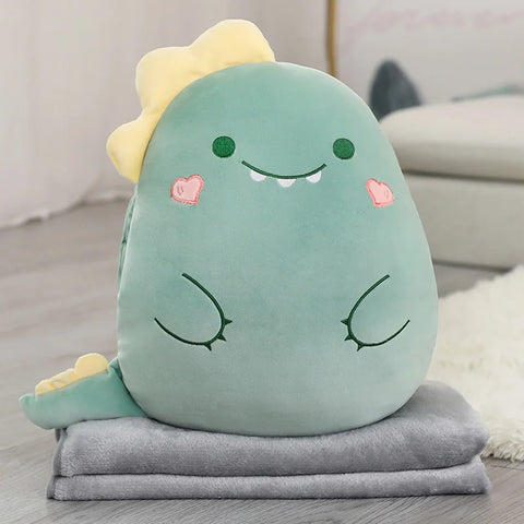 Bear, Lion, Rabbit & Unicorn Plush Pillow with Blanket – Soft Cartoon Animal Handwarmer Toy