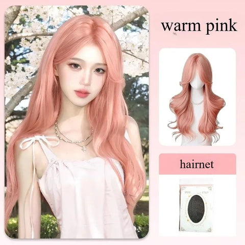 Pink Wavy Cosplay Wig for Women