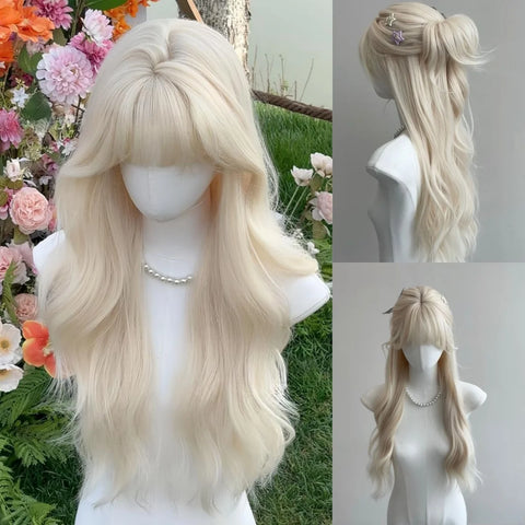 Pink Wavy Cosplay Wig for Women